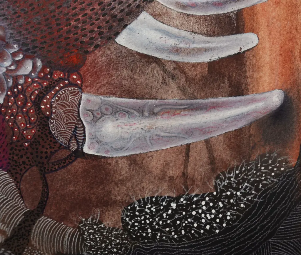 TMDI-012b, L'Éveil, Thiemoko Diarra, 2024, Earth Pigments on Paper, 24x32cm.webp