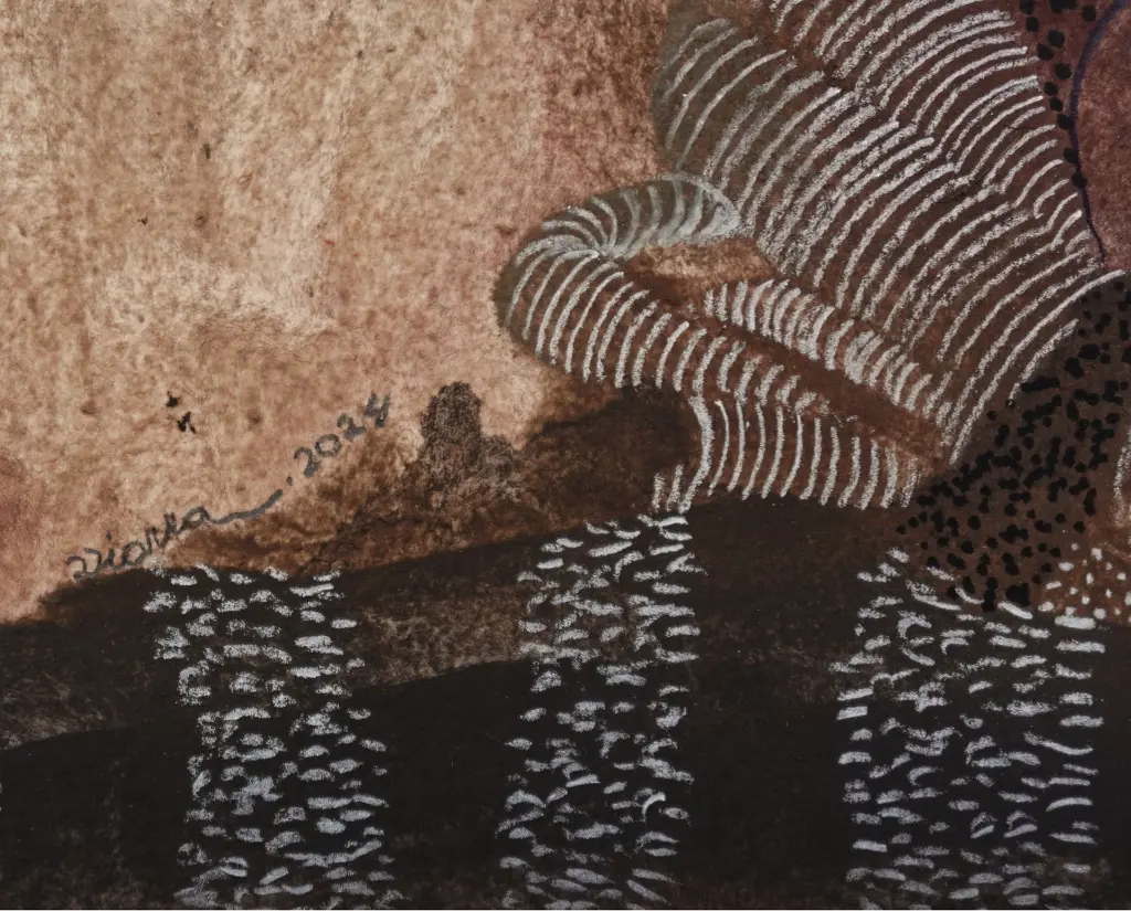 TMDI-012d, L'Éveil, Thiemoko Diarra, 2024, Earth Pigments on Paper, 24x32cm.webp